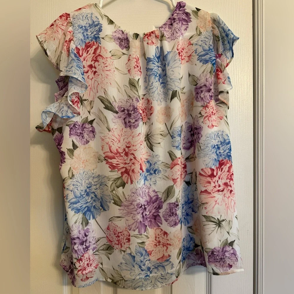 Express Floral Ruffle Blouse - Multicolor - Picture 3 of 3